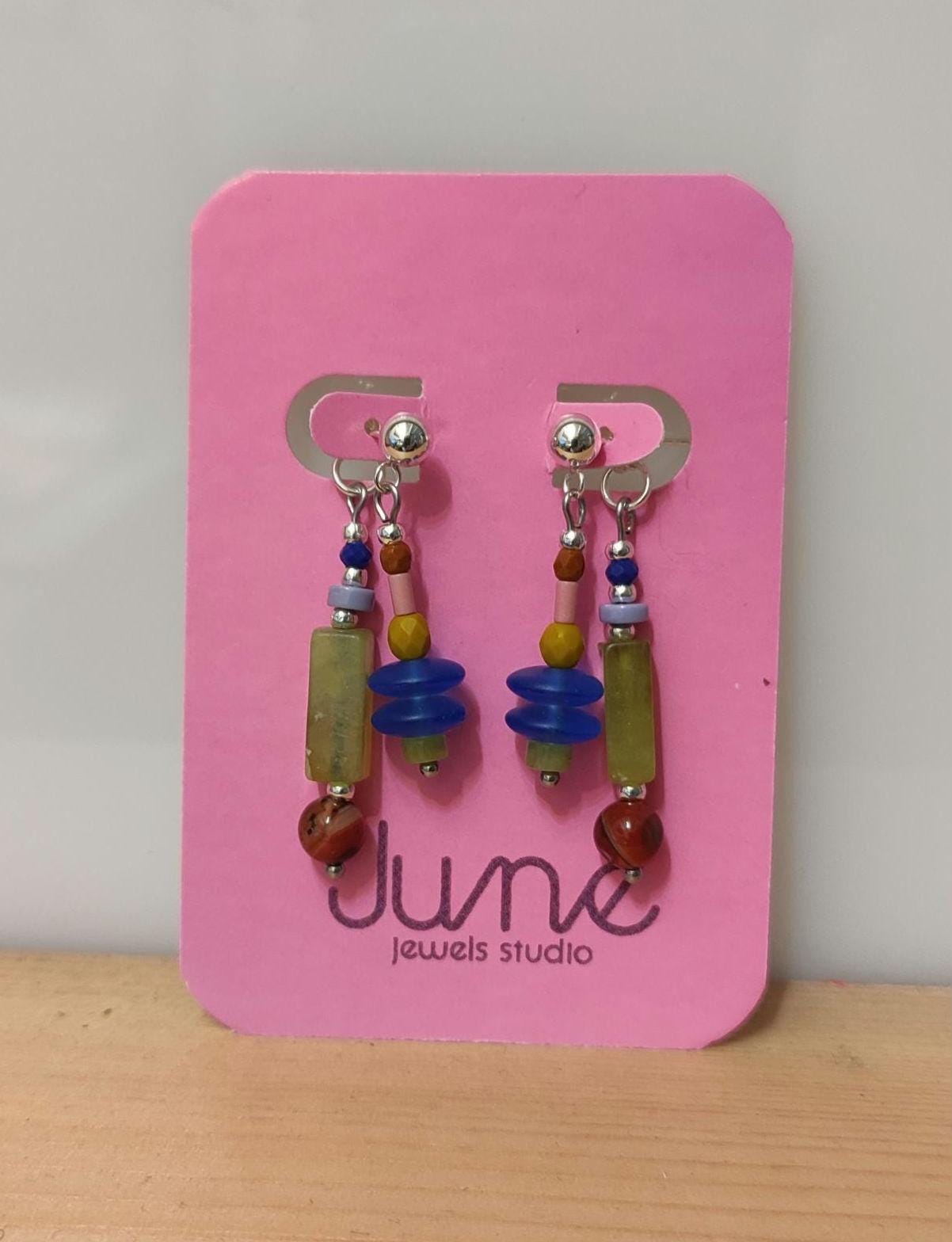 Peridot and Agate Front-Back Earrings