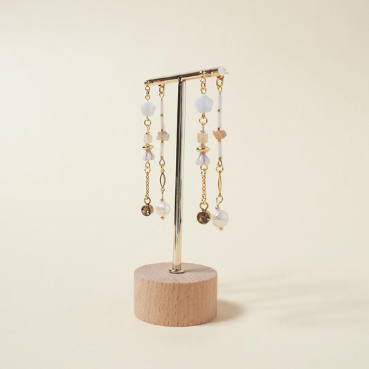 Handcrafted Mother of Pearl Flower Front-Back Earrings