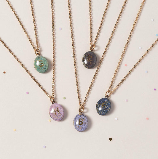 Hand-Painted Initial Locket Necklace
