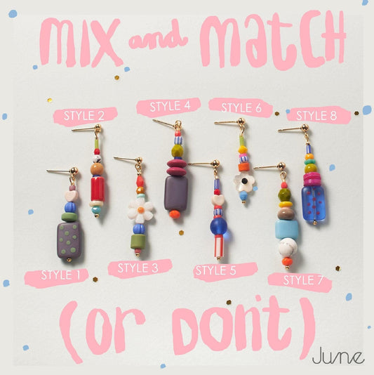 Handcrafted Mismatched Colorful Dangle Earrings