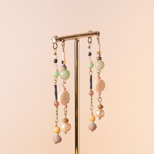 Handcrafted Mother of Pearl Shell Front-Back Earrings