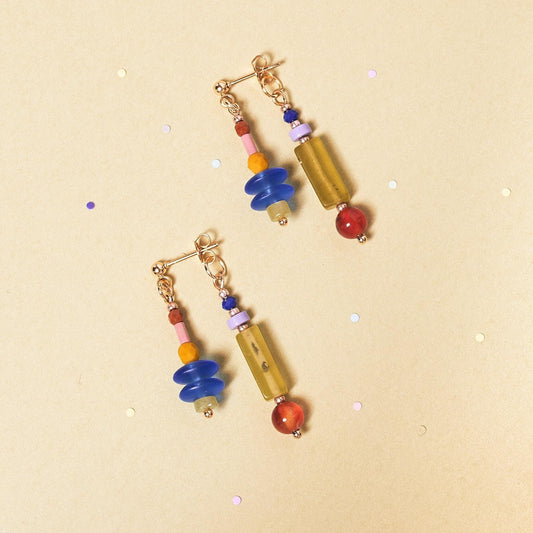 Peridot and Agate Front-Back Earrings