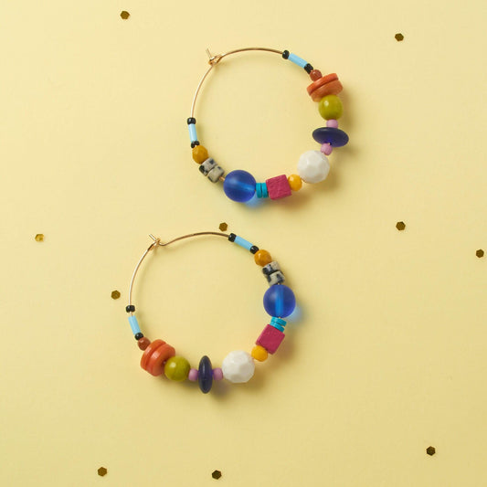 Colorful Gemstone Hoop Earrings