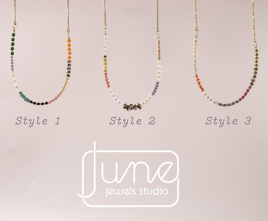 Gemstone Beads and Chain Necklace