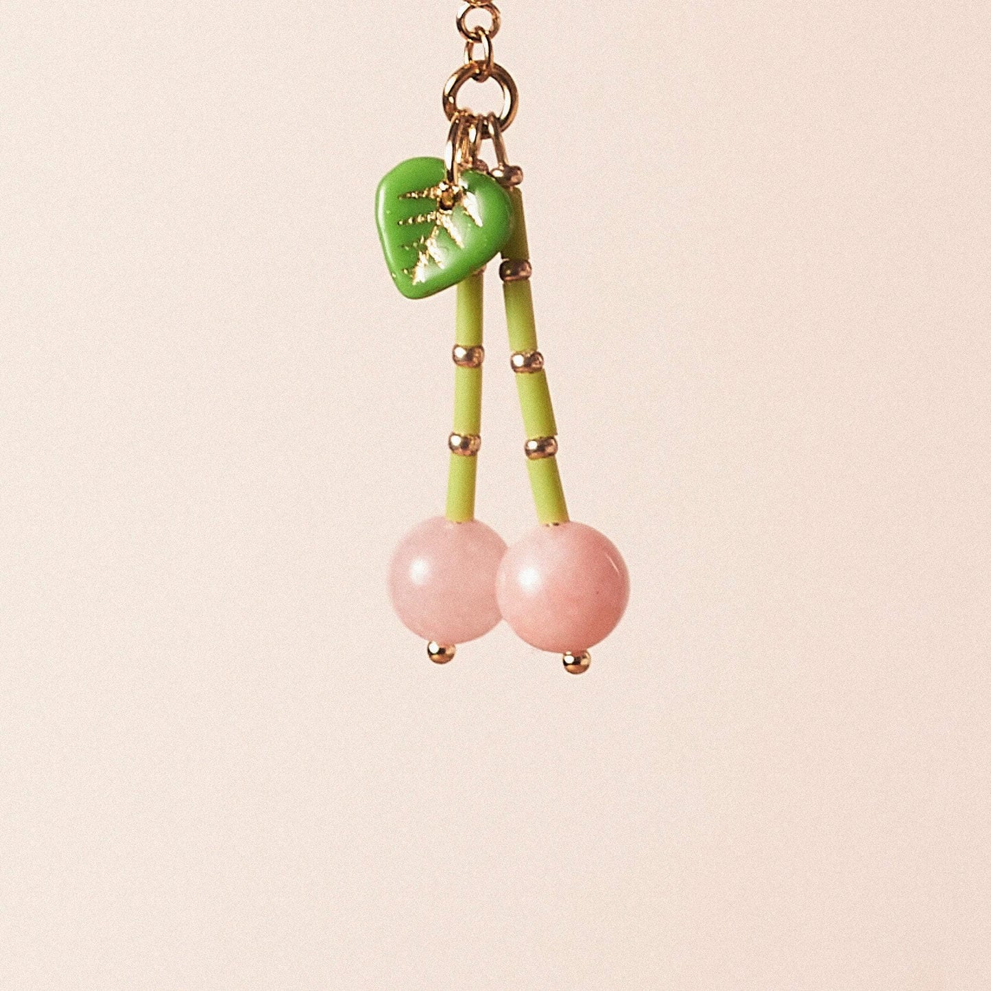 Rose Quartz Cherry Dangle Earrings