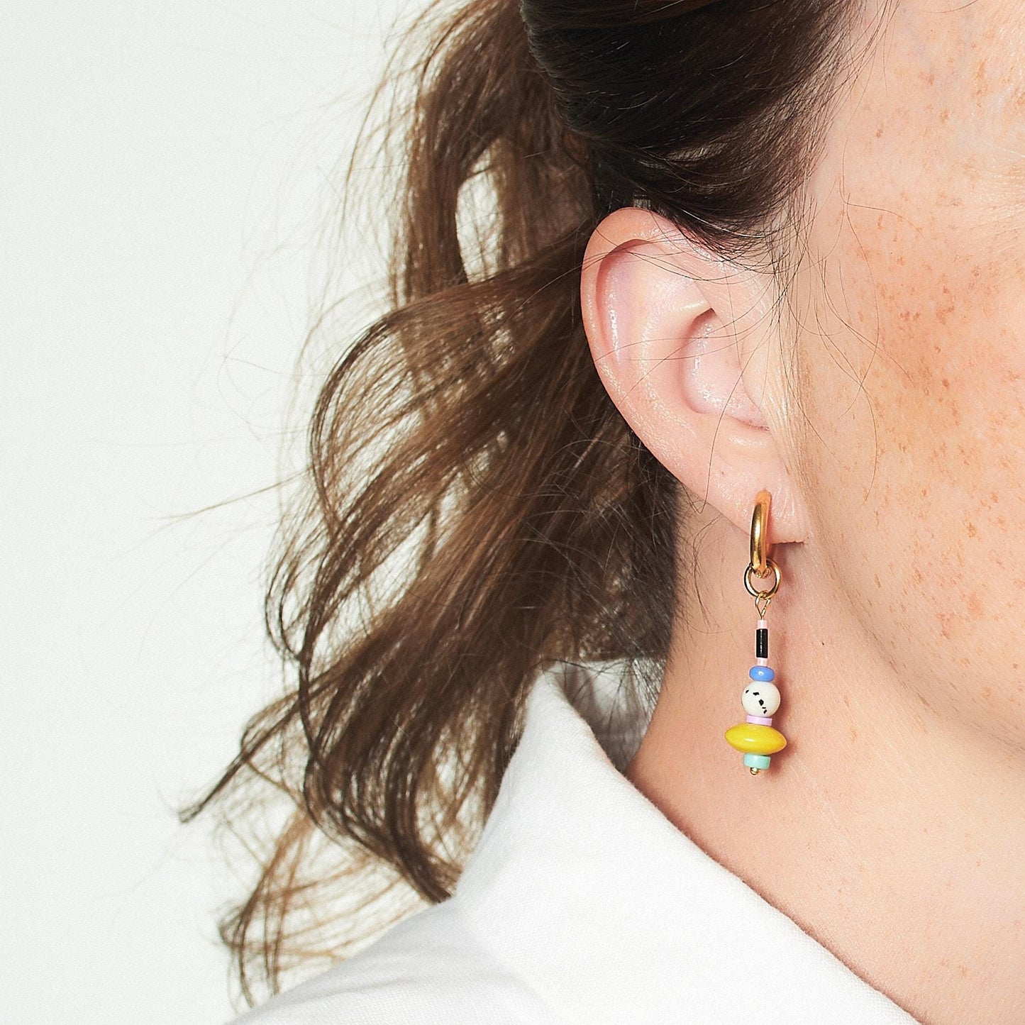 Handmade Funny Charm Huggie Hoops