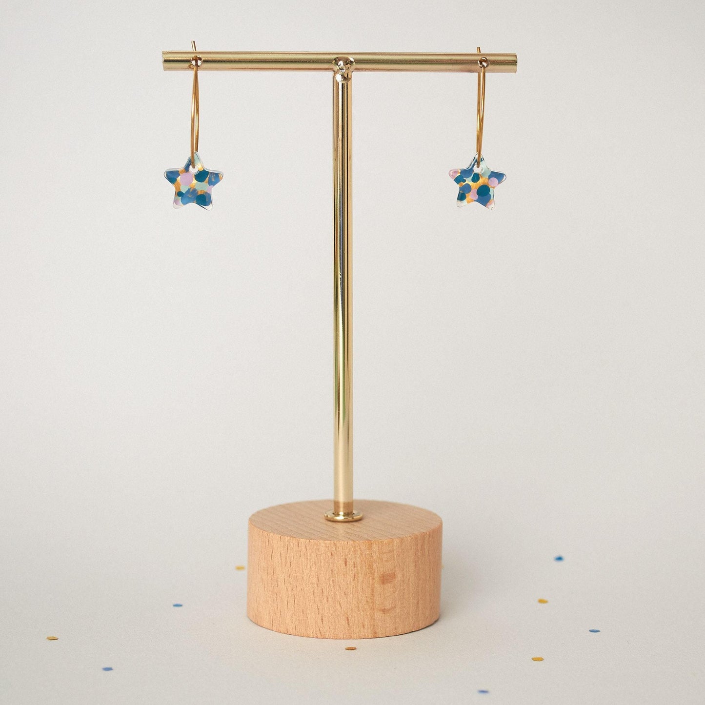 Handcrafted Hand-Painted Tiny Star Hoop Earrings