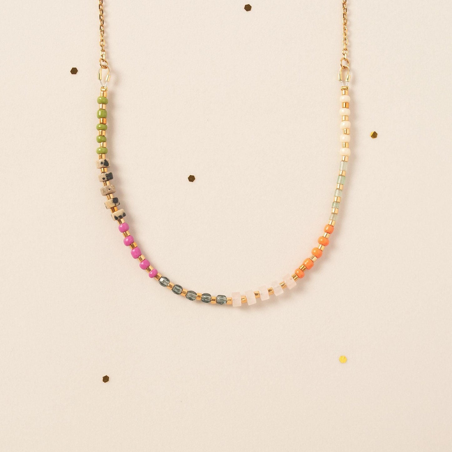 Gemstone Beads and Chain Necklace