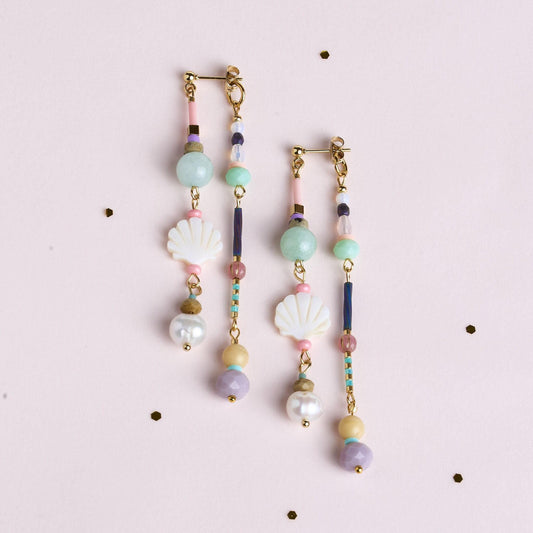 Handcrafted Mother of Pearl Shell Front-Back Earrings