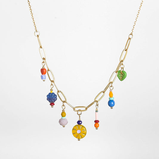 Handcrafted Trendy Colorful Multi-Charm Necklace