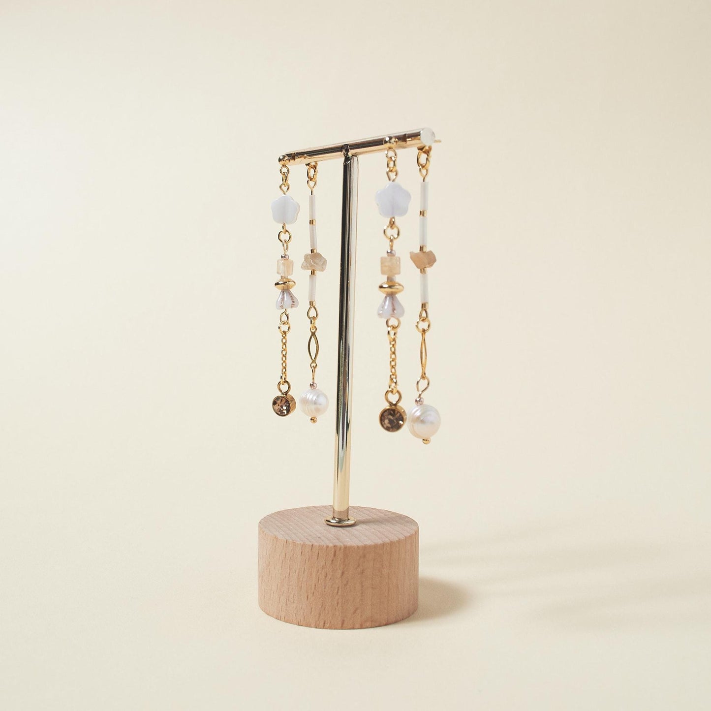 Handcrafted Mother of Pearl Flower Front-Back Earrings