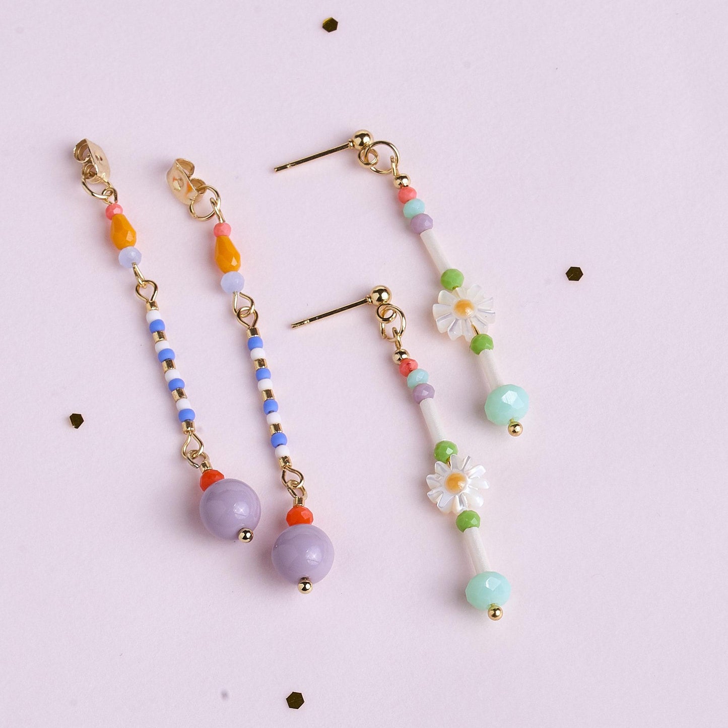 Daisy Flower Front-Back Earrings