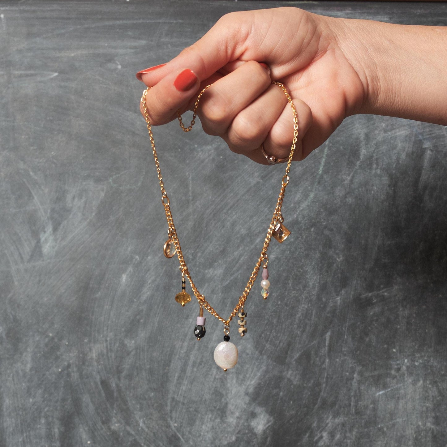 Handcrafted Gemstone Charm Necklace