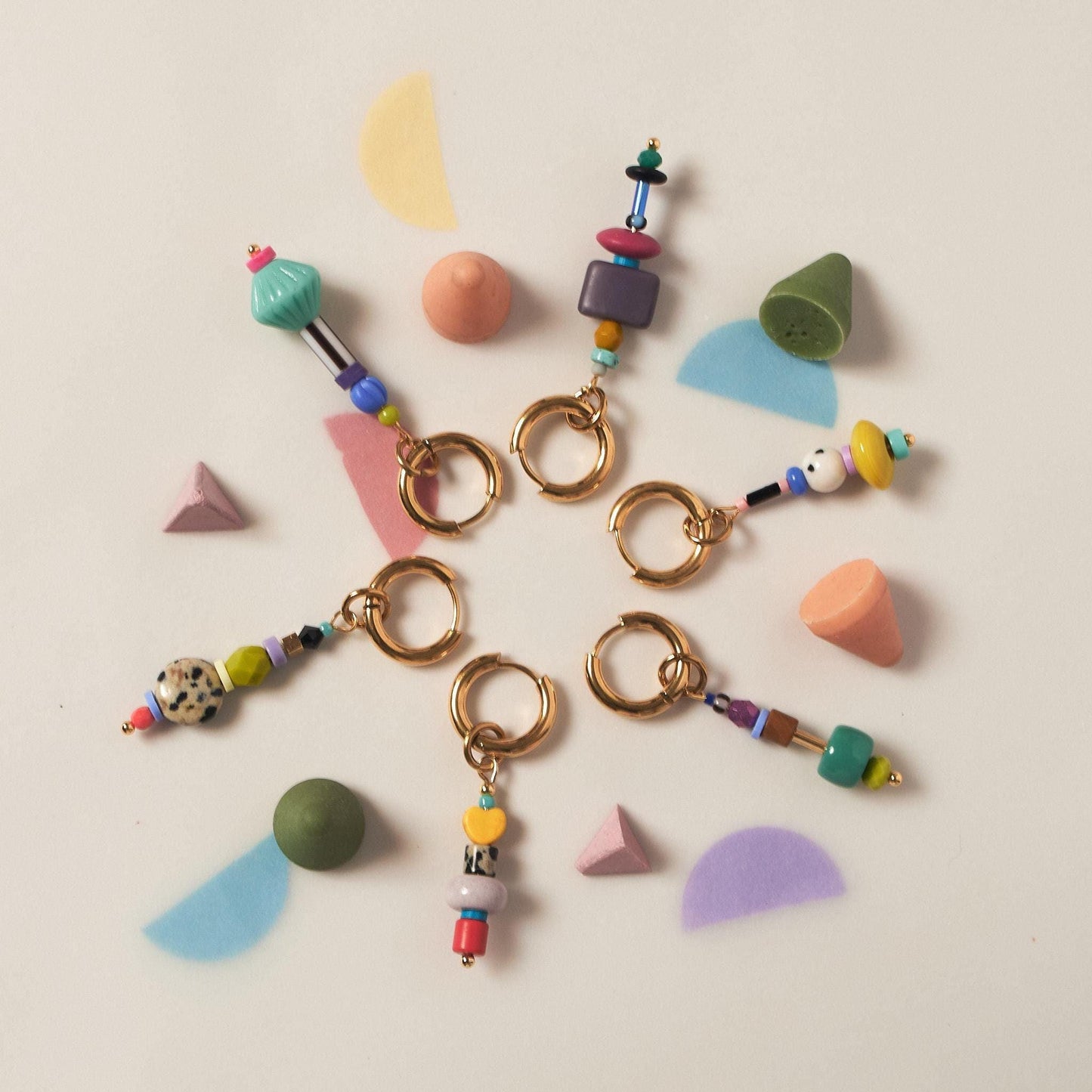 Handmade Funny Charm Huggie Hoops