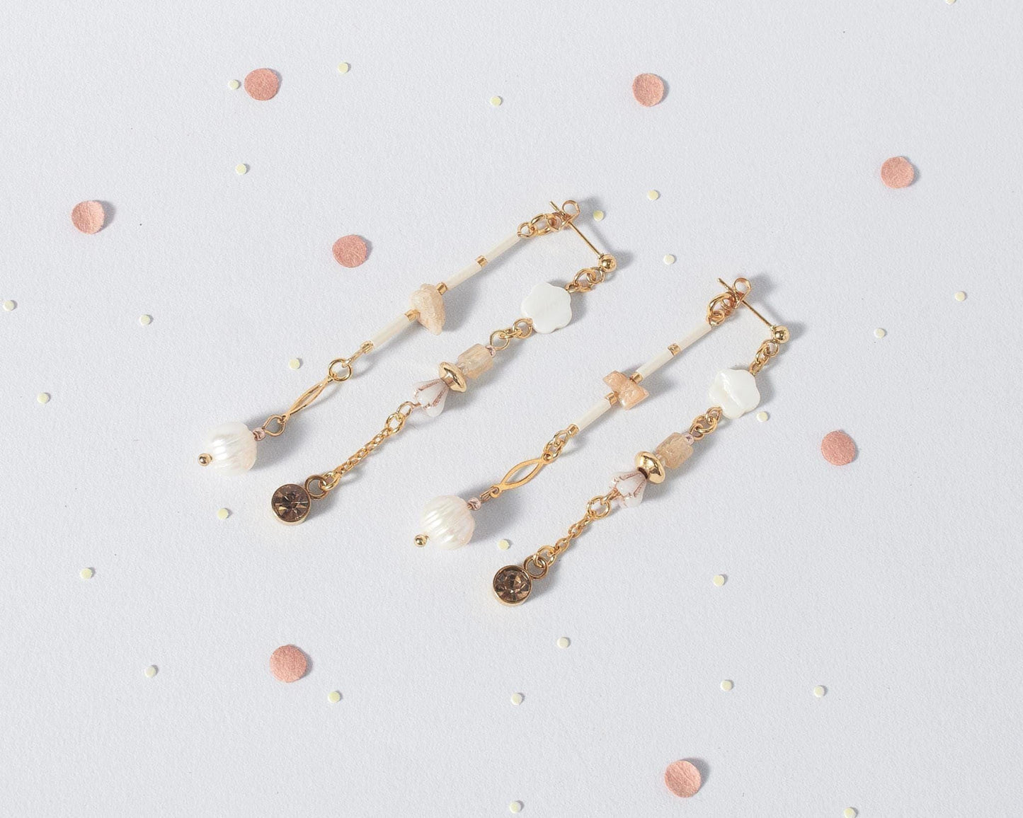 Handcrafted Mother of Pearl Flower Front-Back Earrings