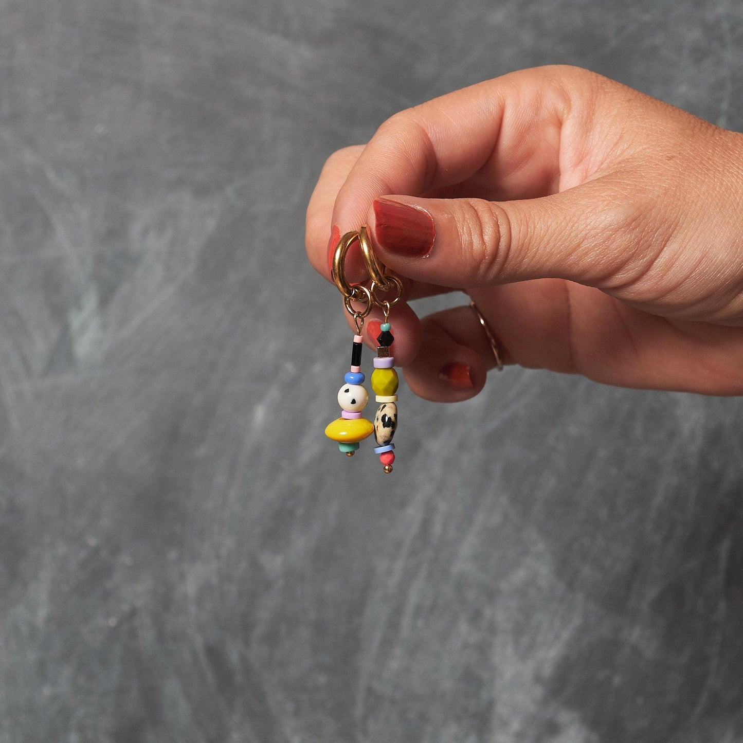 Handmade Funny Charm Huggie Hoops