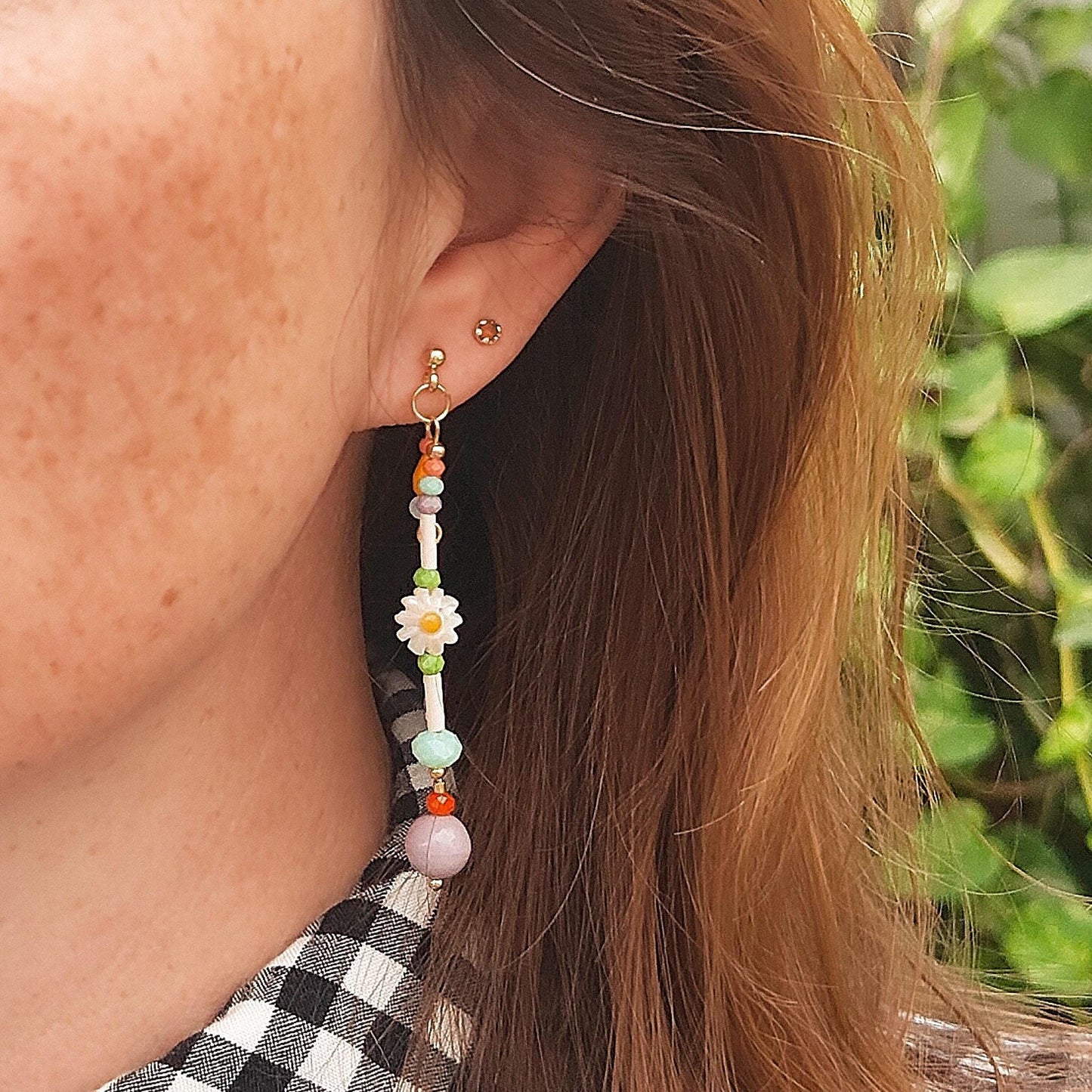 Daisy Flower Front-Back Earrings