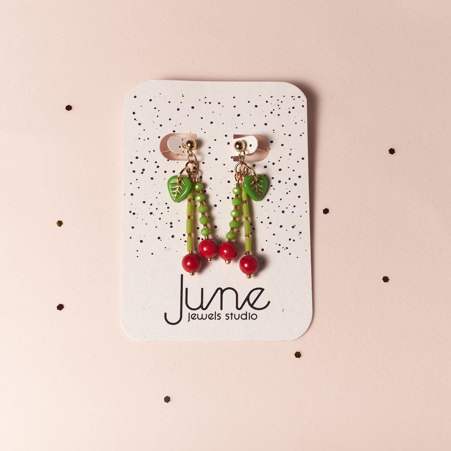 Cherry Kiss Beaded Dangle Earrings