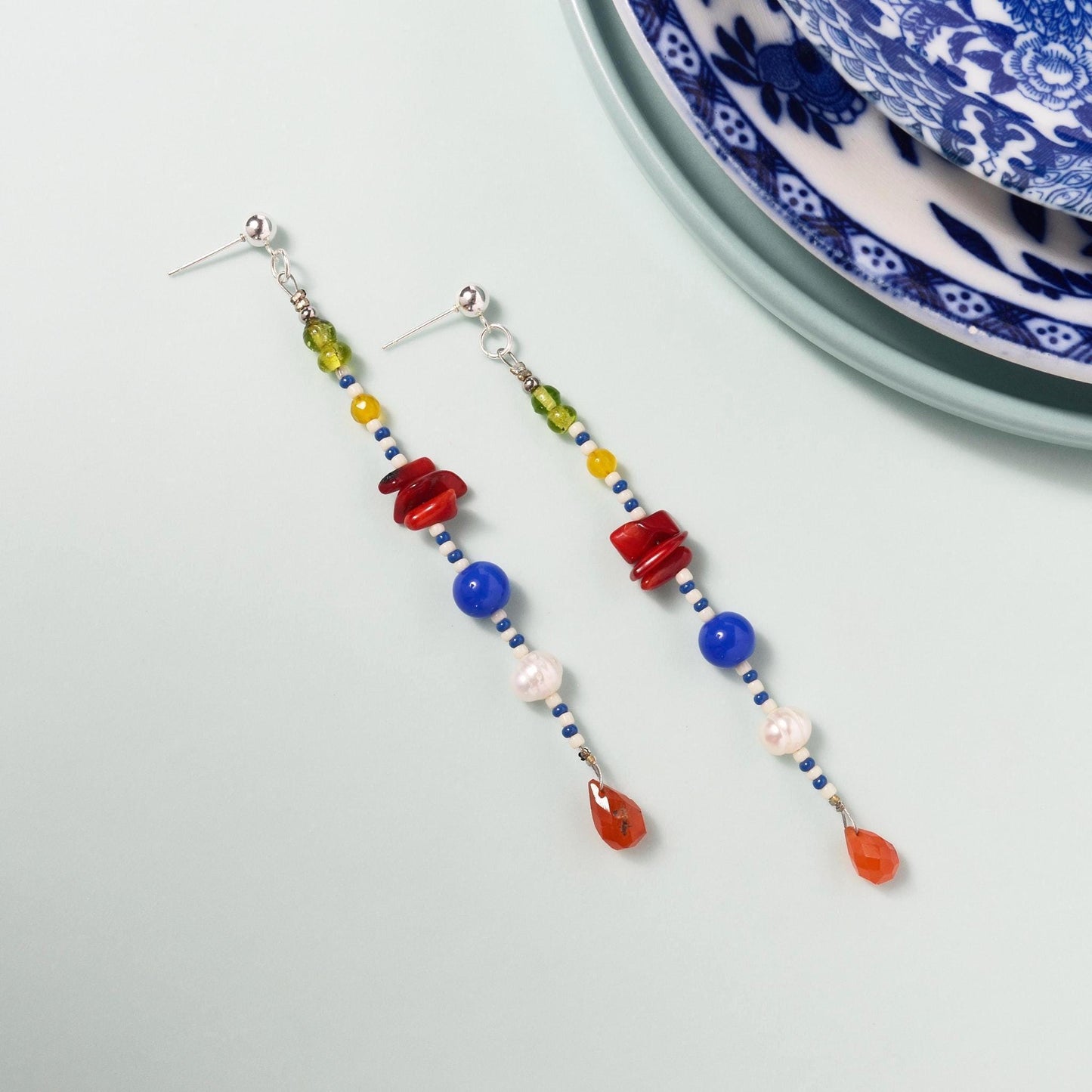 Extra Long Gemstone Dangle Earrings
