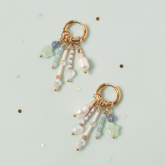 Handcrafted Gold Charm Hoop Earrings