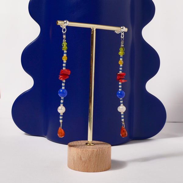 Extra Long Gemstone Dangle Earrings