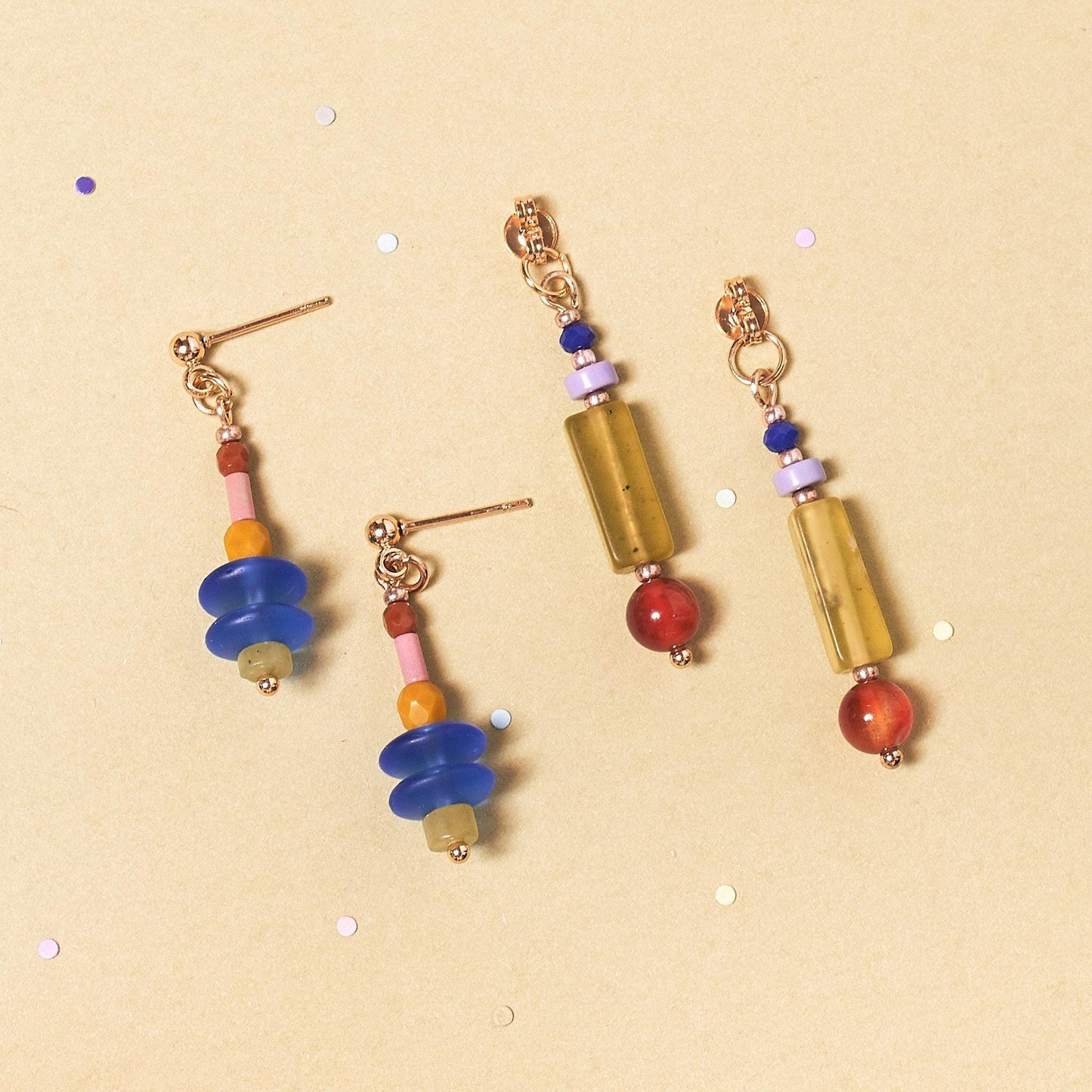 Peridot and Agate Front-Back Earrings