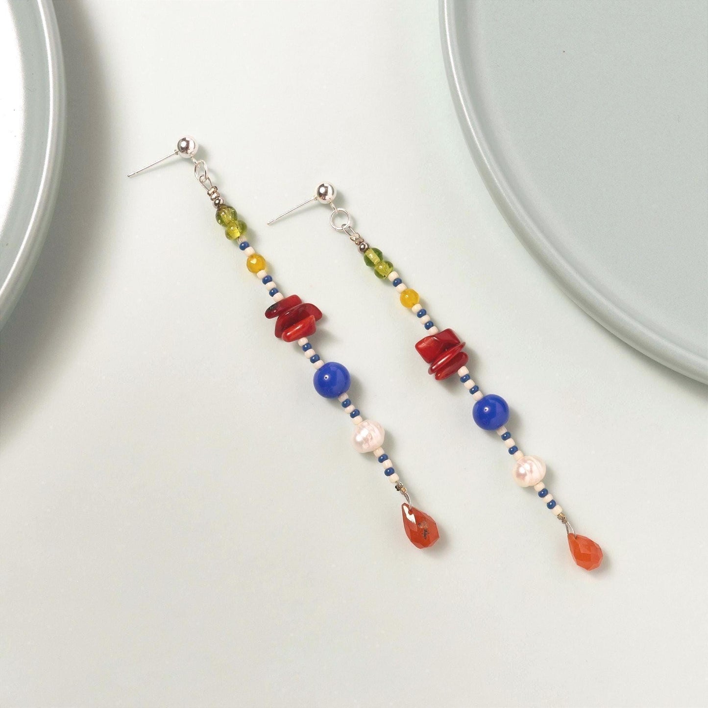 Extra Long Gemstone Dangle Earrings