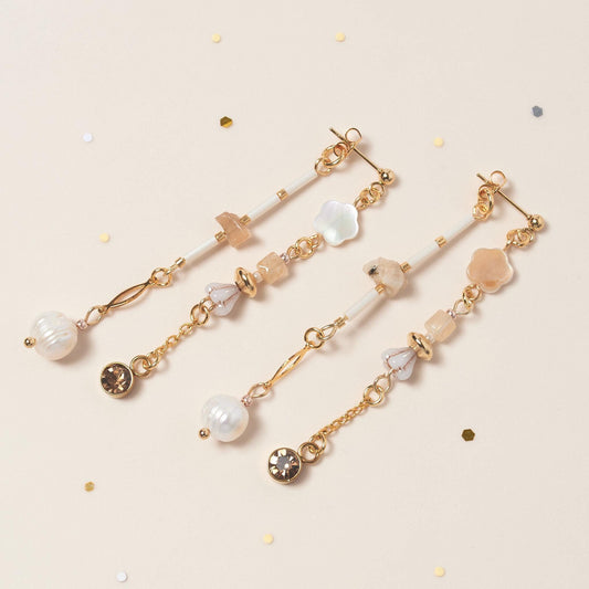 Handcrafted Mother of Pearl Flower Front-Back Earrings