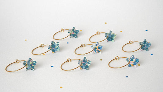 Handcrafted Hand-Painted Tiny Star Hoop Earrings