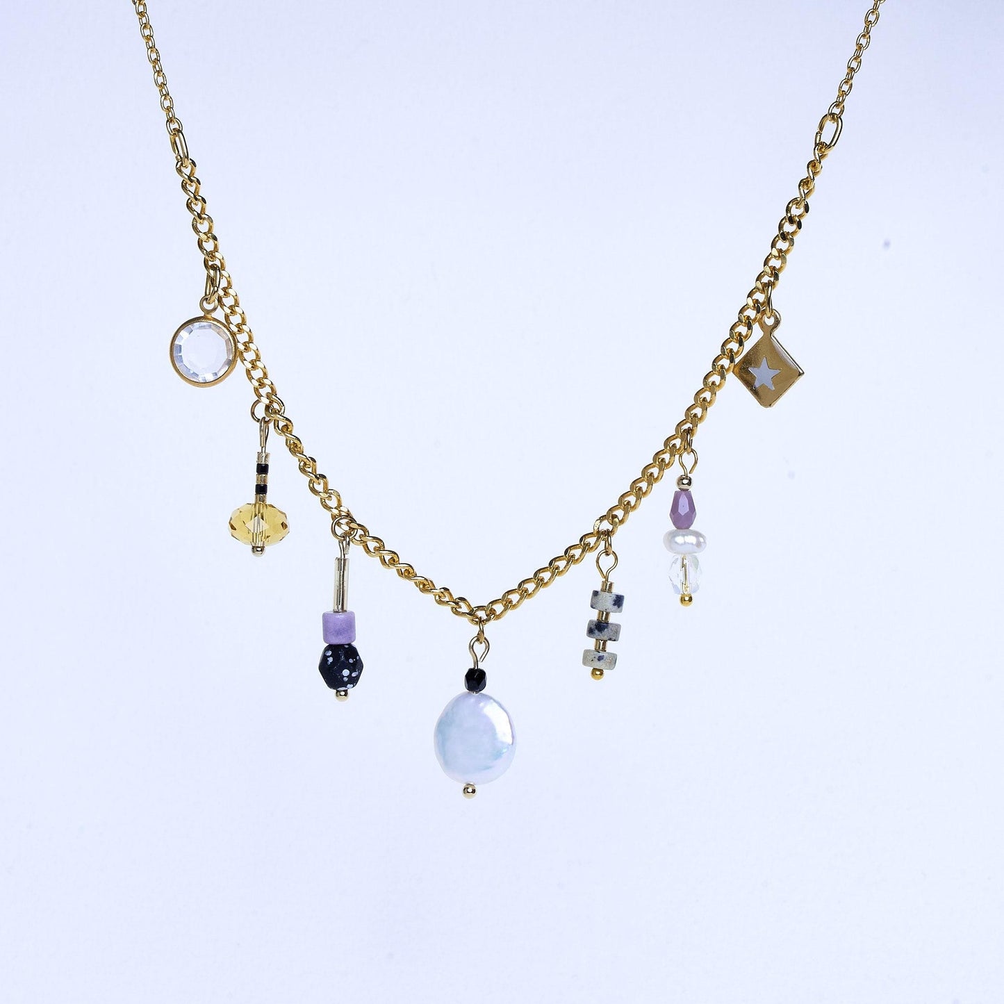 Handcrafted Gemstone Charm Necklace