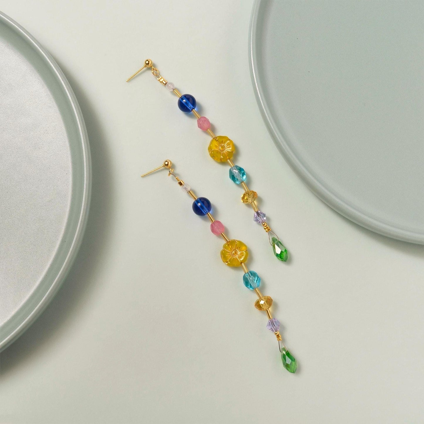 Handcrafted Extra Long Floral Dangle Earrings