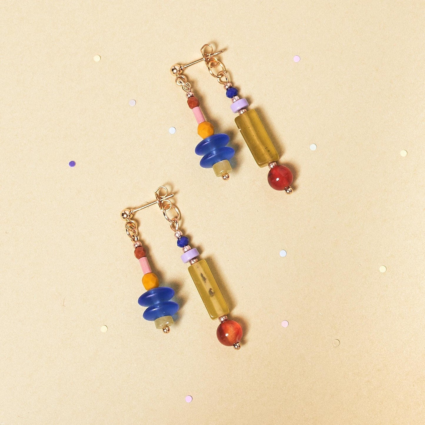 Peridot and Agate Front-Back Earrings