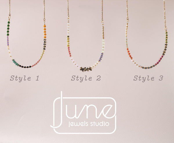 Gemstone Beads and Chain Necklace