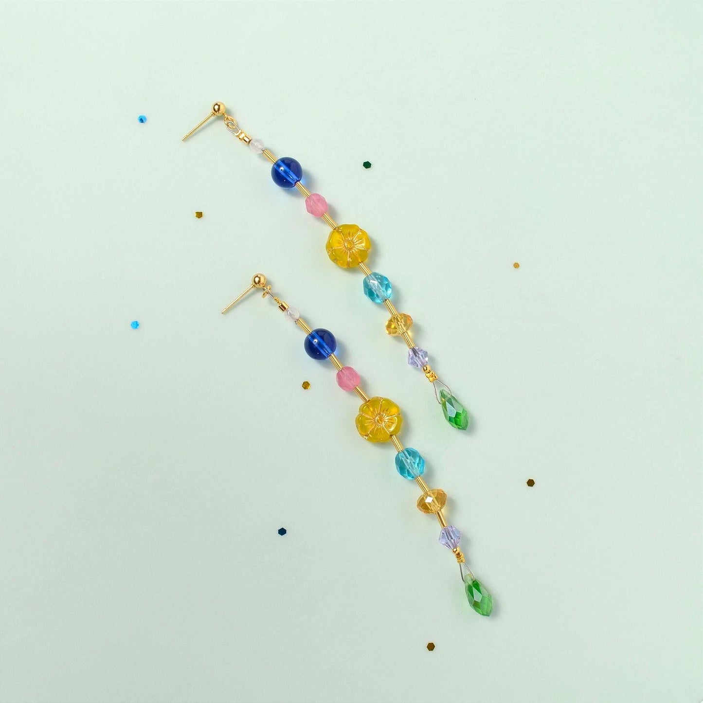 Handcrafted Extra Long Floral Dangle Earrings