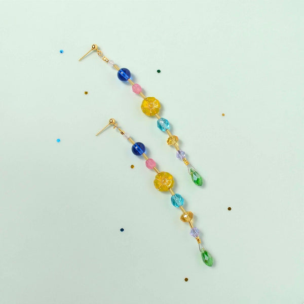 Handcrafted Extra Long Floral Dangle Earrings