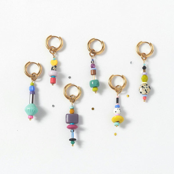 Handmade Funny Charm Huggie Hoops