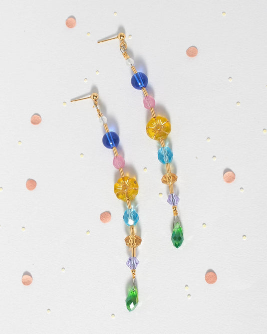 Handcrafted Extra Long Floral Dangle Earrings