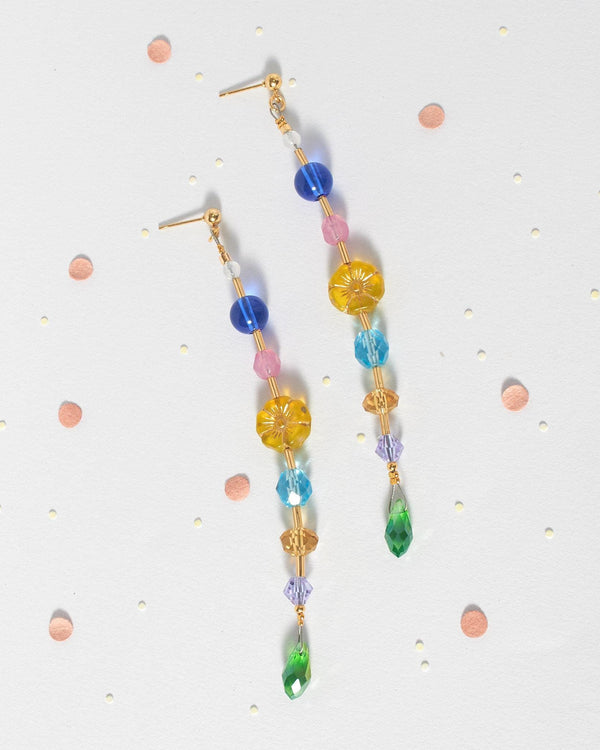 Handcrafted Extra Long Floral Dangle Earrings