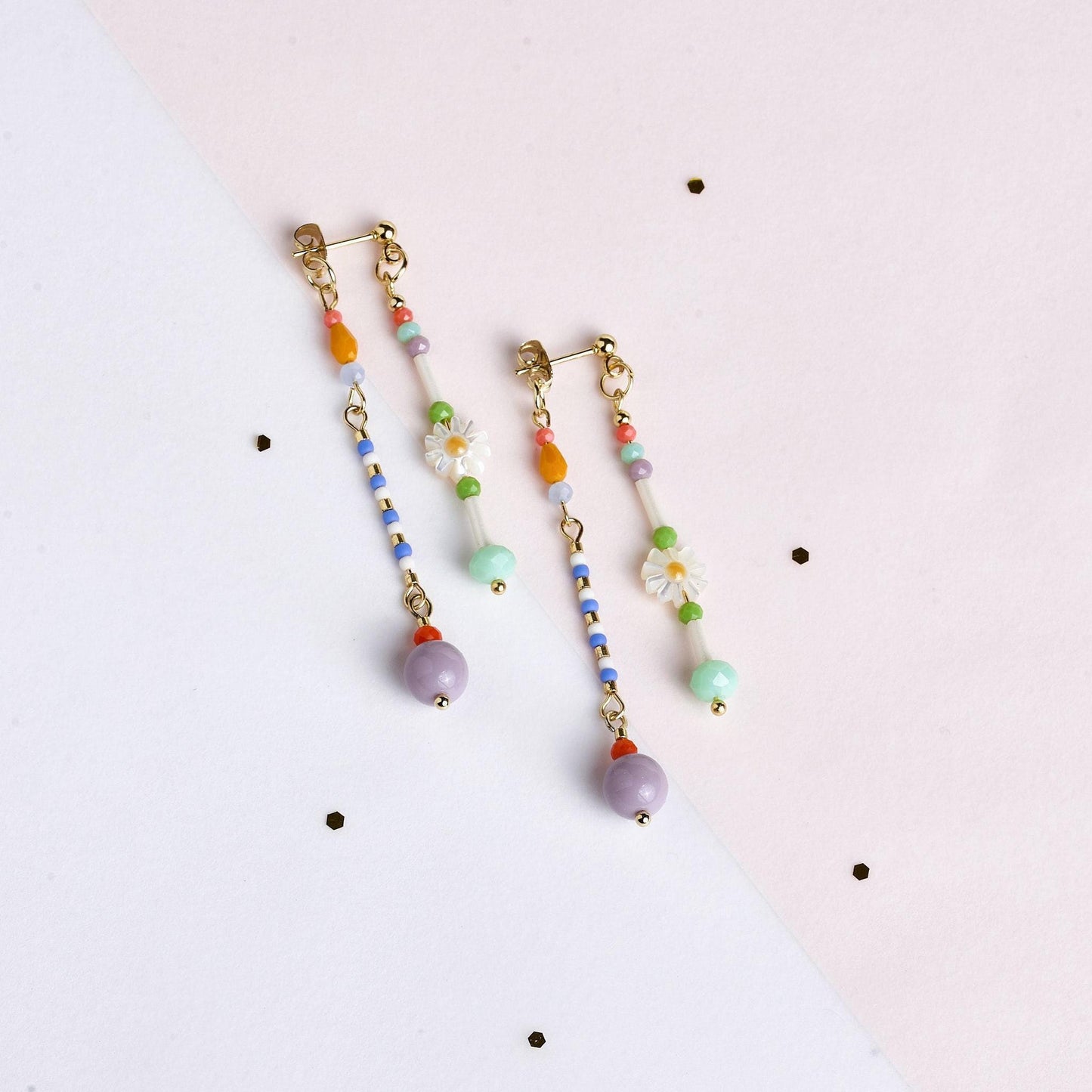 Daisy Flower Front-Back Earrings