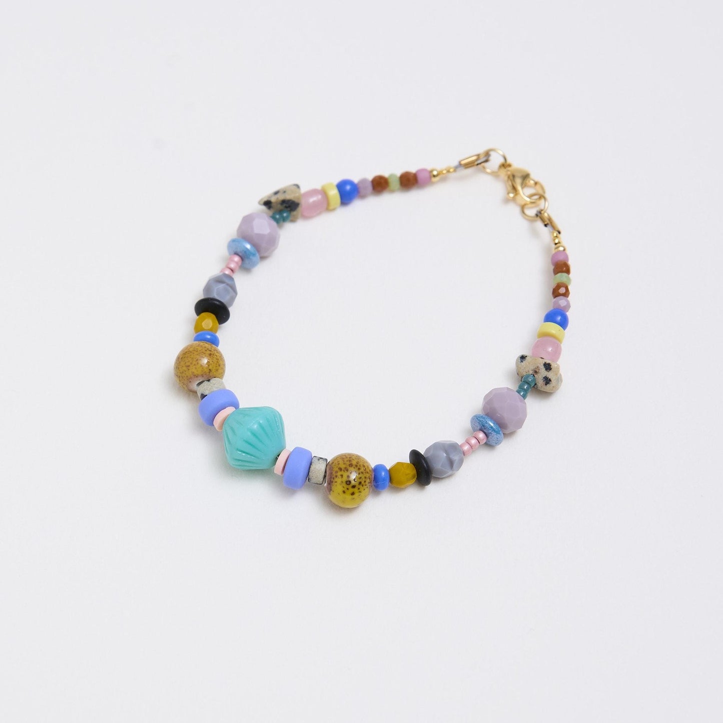 Valentines Gift - Tiny Heart Colorful Beaded Bracelet: Czech Glass & Gemstone Friendship Jewelry