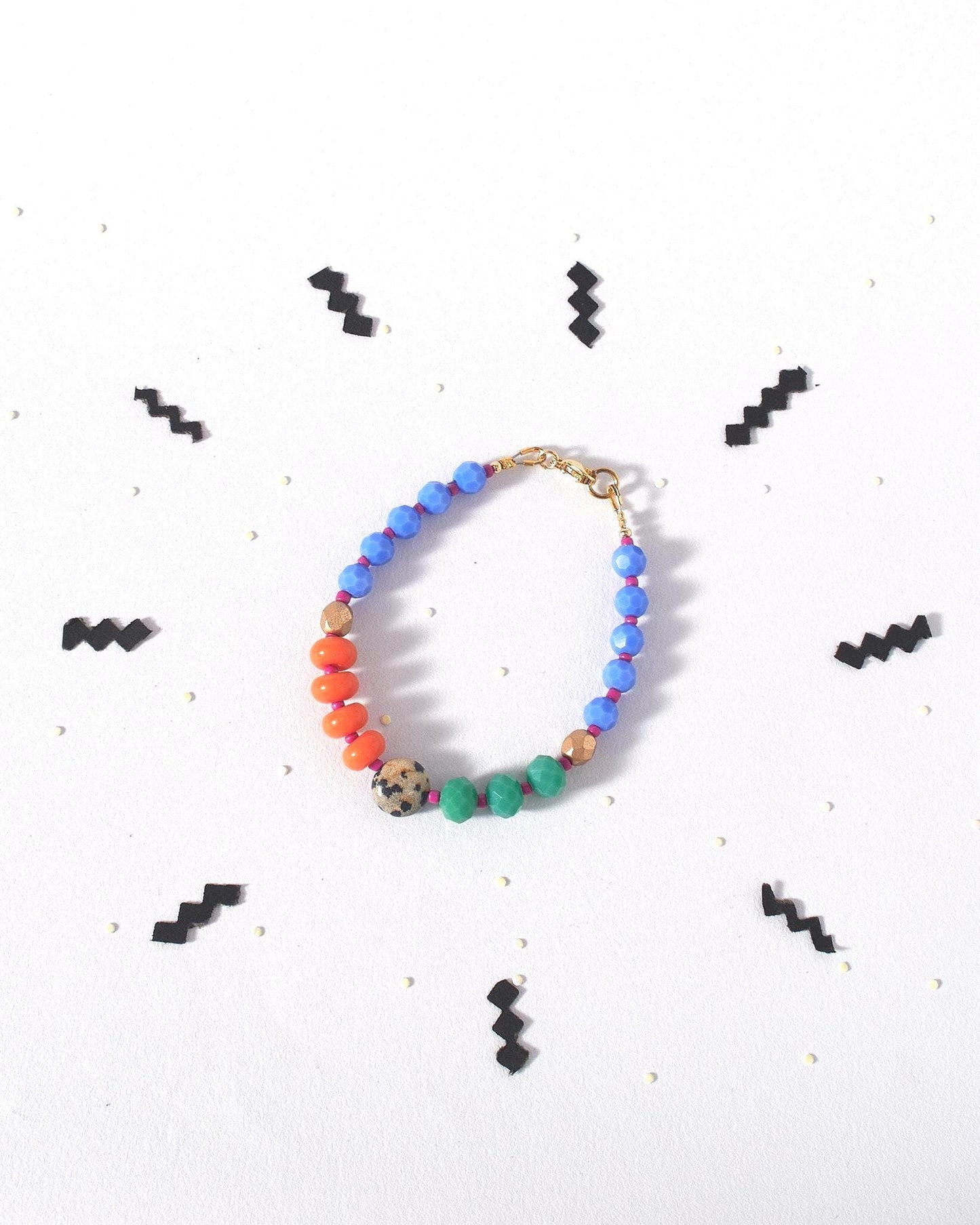 High Contrast Glass & Gemstone Beaded Bracelets