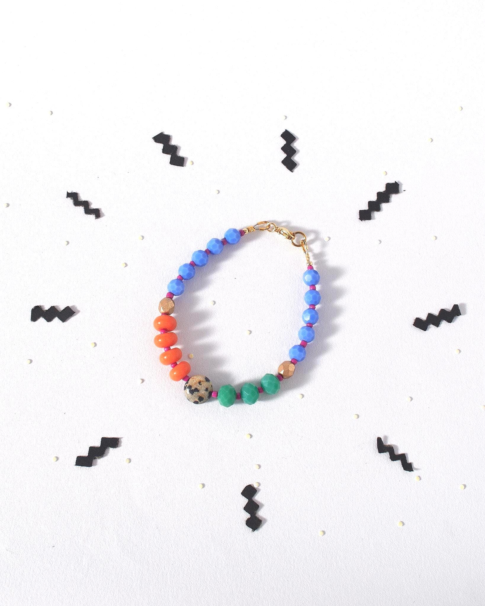 High Contrast Glass & Gemstone Beaded Bracelets