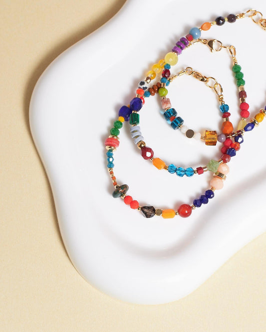Trendy Colorful beaded bracelet, Gift idea, friendship bracelets, stackable bracelet, Vibrant bracelet, bold bracelet with Natural Gemstones - JUNEJewelsStudio