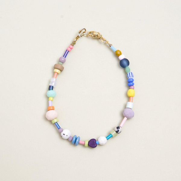 Valentines Gift - Tiny Heart Colorful Beaded Bracelet: Czech Glass & Gemstone Friendship Jewelry