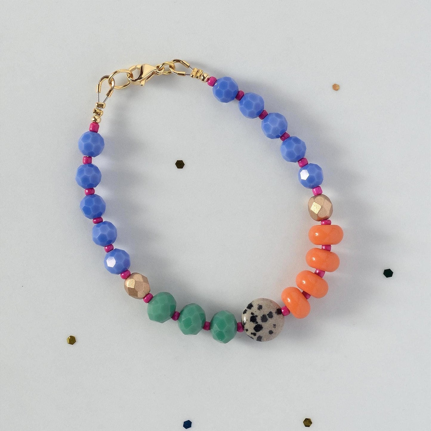 High Contrast Glass & Gemstone Beaded Bracelets