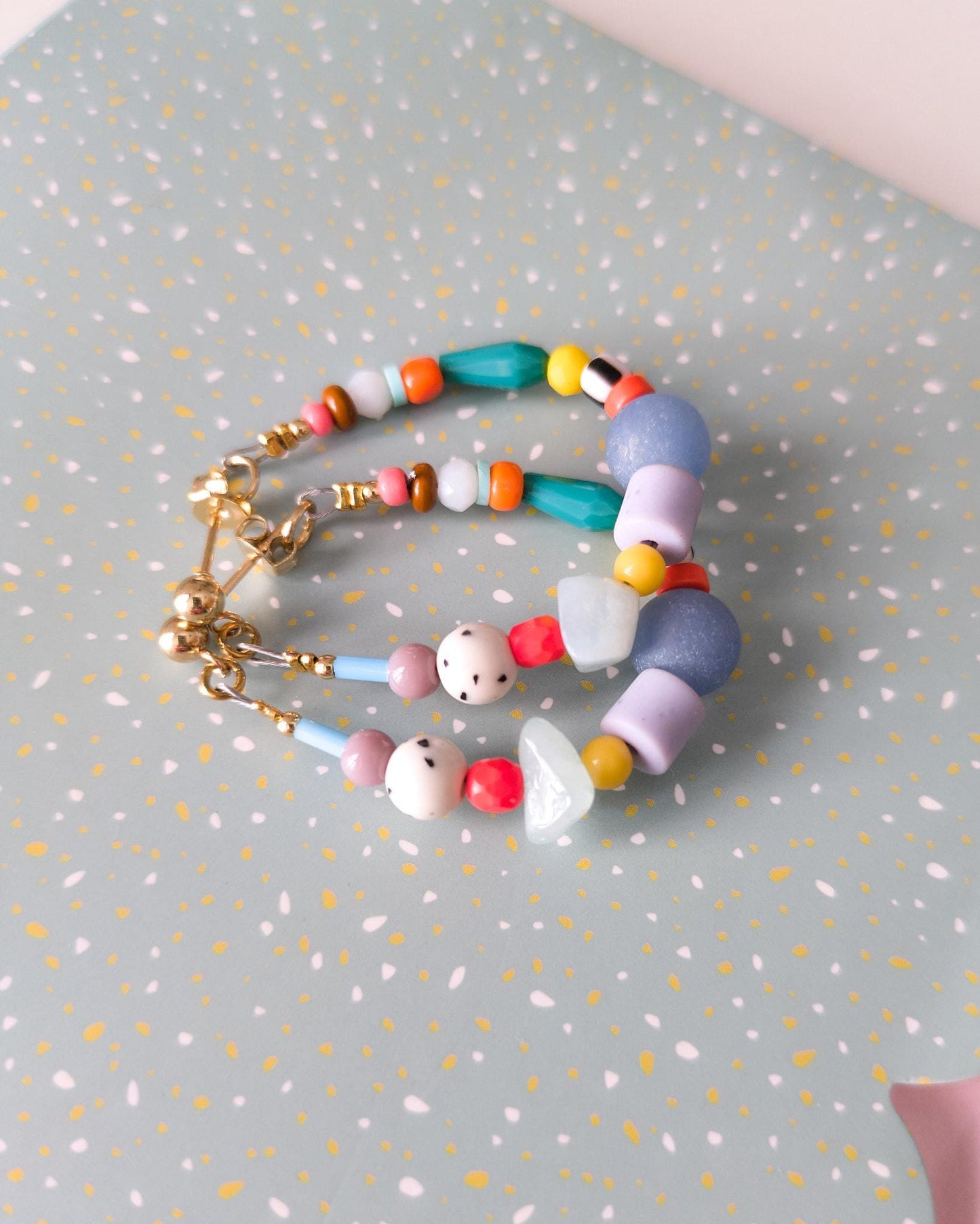 Flexible Beaded Hoop Earrings with Dyed Agate & Quartz - Colorful Crystal Jewelry - Boho Czech Glass Bead Hoops - Vibrant Gemstone Hoops