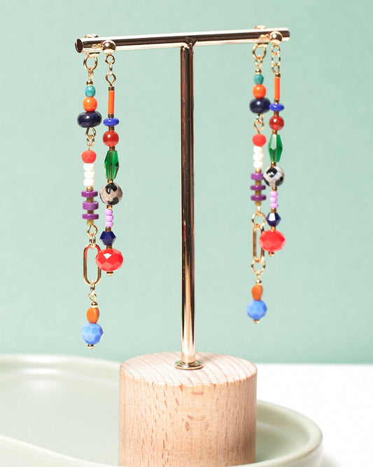 Funny Ear Jacket colorful Front-Back Earrings, Geometric earrings, Unique Handmade Earrings perfects for gift Jasper, Lapis Lazuli Earrings - JUNEJewelsStudio